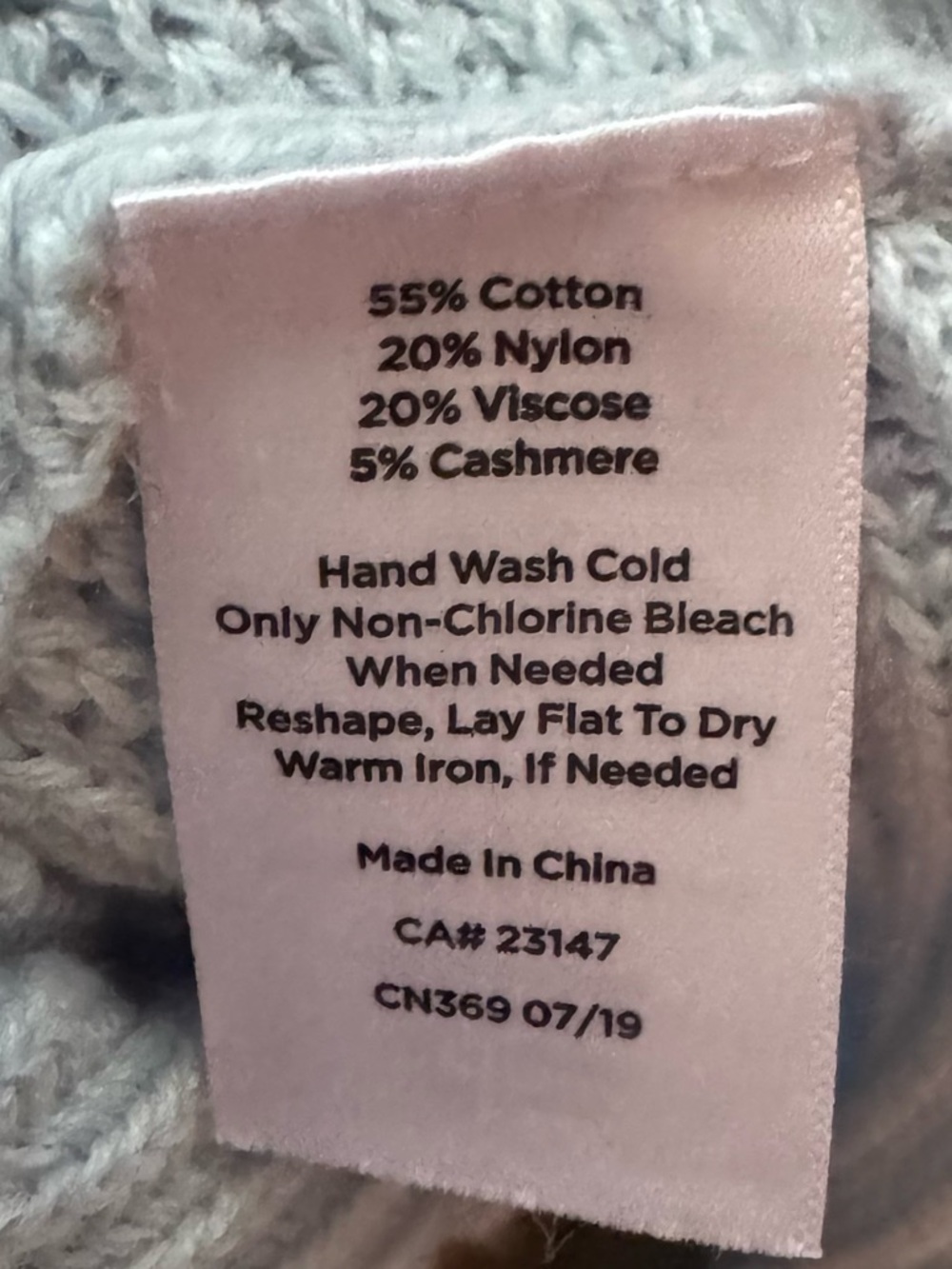 Talbots Light Blue Ribbed V-Neck Sweater - Picture 3 of 3